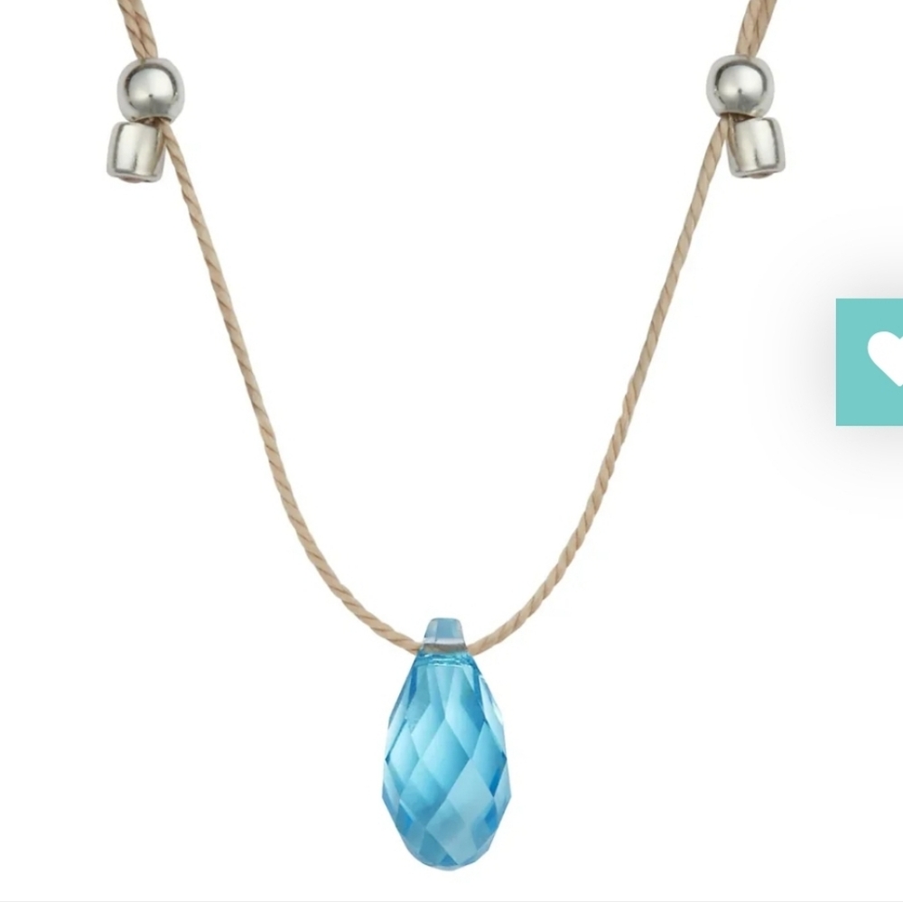 &LIVY Hyebide crystal silver thread silk slider necklace